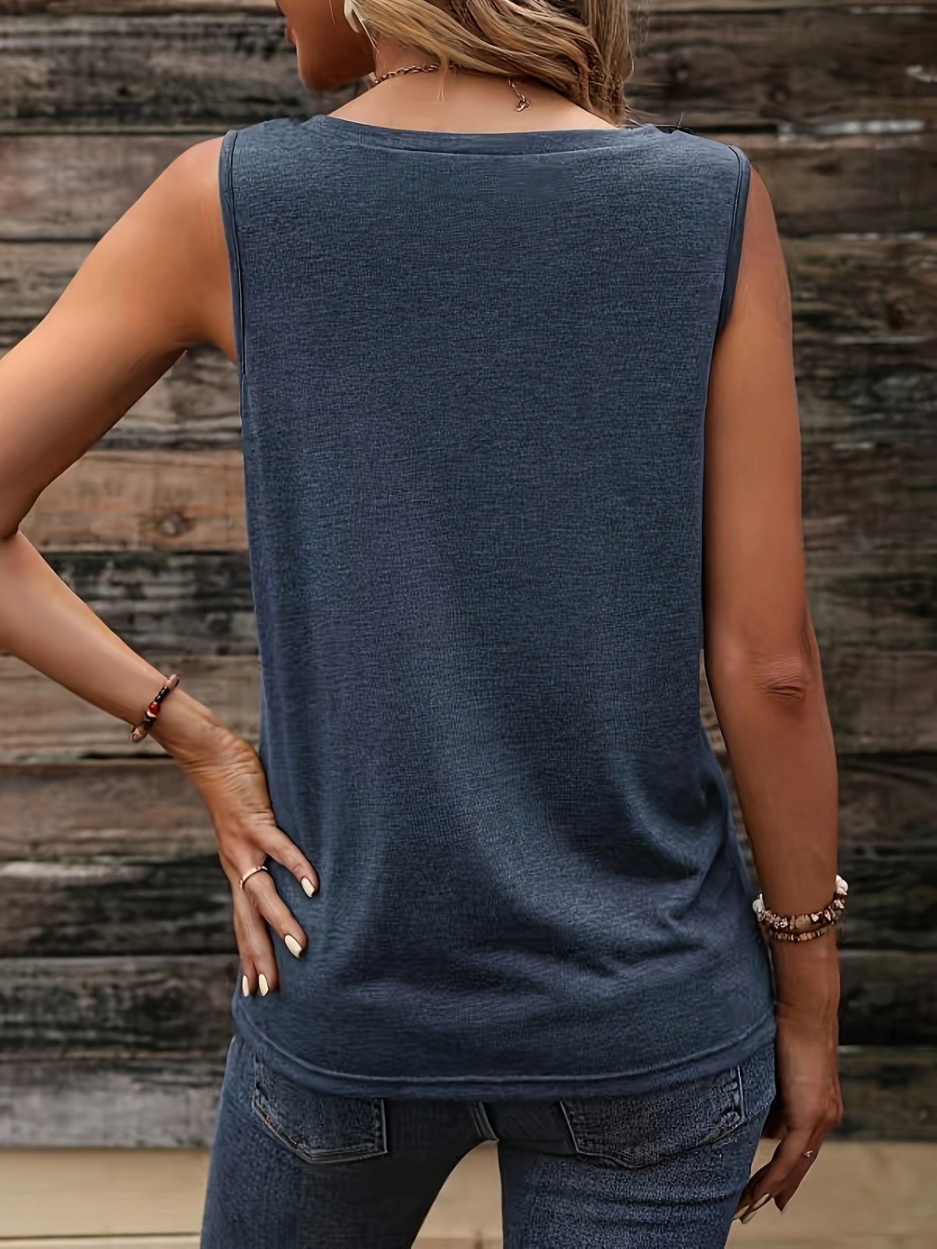 Vibrant Solid Color V-Neck Pocket Tank Top - Comfortable Mid-Elasticity Polyester Knit Fabric, Casual Sleeveless Top for Spring, Summer, and Fall - Easy to Wear, No Sheer, No Printing, Perfect for Womens Everyday Casual Wear