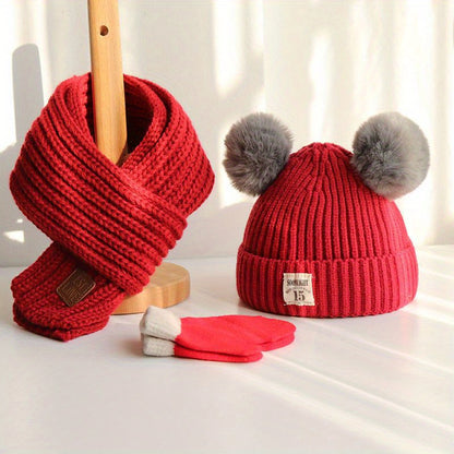 Autumn And Winter Baby Hat Scarf Set, Cute Children's Hat Scarf, Boys And Girls Baby Knitted Hat