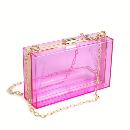 Clear Acrylic Purse For Women, Transparent Handbag With Detachable Chain Strap, Evening Clutch Shoulder Bag For Wedding Party Prom Banquet