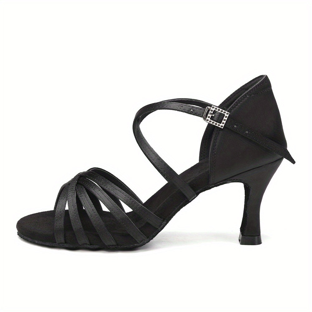 Chic Latin Dance Shoes - Low Heel, Adjustable Straps - Perfect for Ballroom Dancers, Comfortable & Stylish