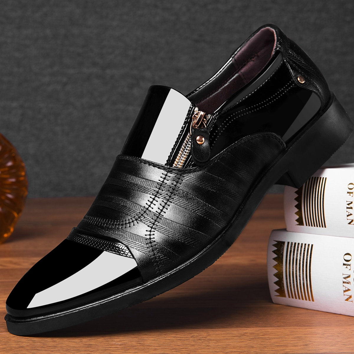 Elegant English-Style Men's Business Loafers: All-Day Comfort, Non-Slip, Easy Side Zip, Suitable For Multiple Seasons