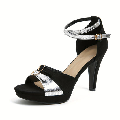 Chunky Block Heel Sandals - Seductive Peep Toe, Adjustable Cross Buckle Strap, Classic DOrsay Style - Perfect for Fashion-Forward Women, Ideal for Parties and Proms