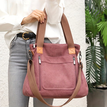 Spacious Canvas Tote Bag - Sturdy & Lightweight for Everyday Use - Versatile Crossbody Style