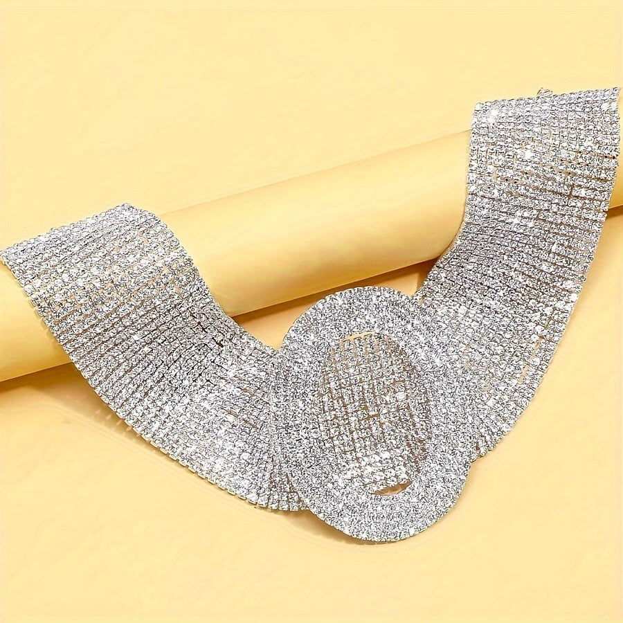 Multi-Layer Rhinestone Choker Necklace - Sparkling Rhinestones, Elegant and Chic Layered Design, Delicate Chain Accent, Unique Boho Chic Inspiration - Perfect Accessory for Ladies and Girls, Ideal Gift for Eid and Special Occasions