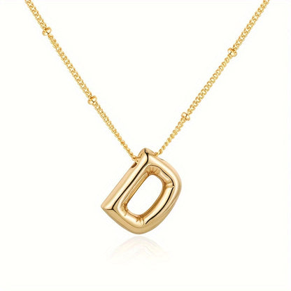 Chic Bubble Letter Necklace - Customizable Initial Pendant with 18K Gold Plated Glam - Delicate & Puffy Alphabet Jewelry for Women & Girls - Perfect Personalized Gift