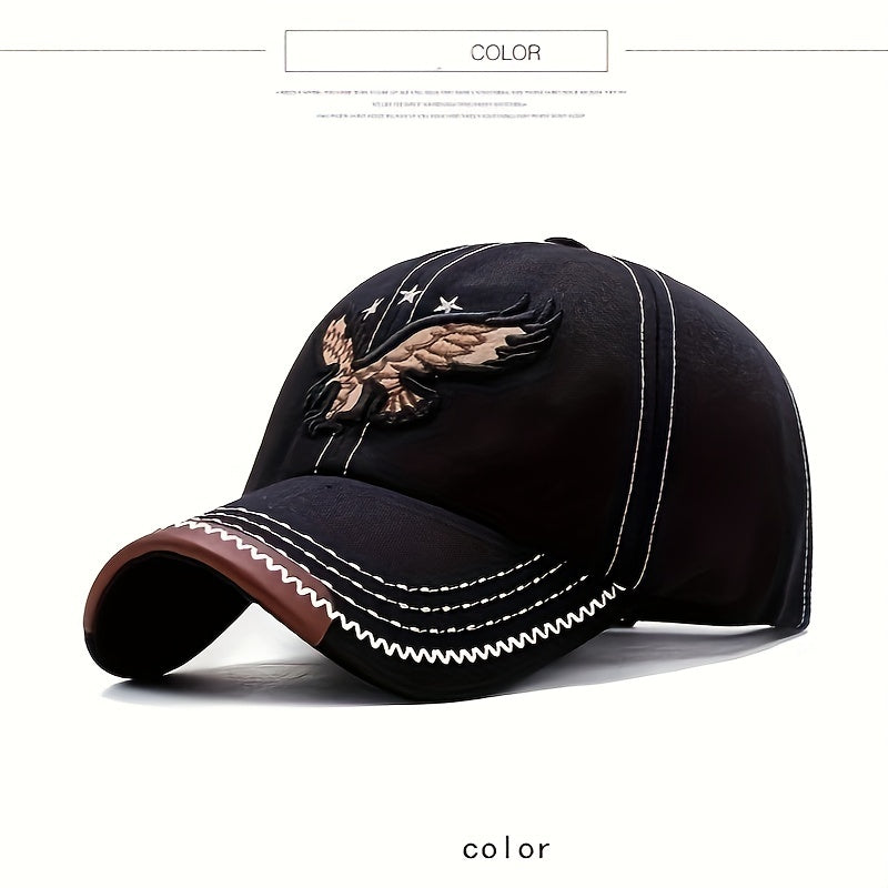 1pc Unisex Sunshade Breathable Adjustable Baseball Cap With Eagle Embroidery For Outdoor Sport, Ideal choice for Gifts