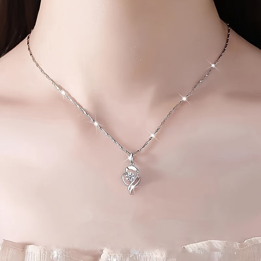 925 Sterling Silver 0.5 Carat Moissanite Exquisite Necklace Elegant Versatile Daily Wedding Party Banquet Wear Jewelry, Birthday Anniversary Gifts For Women With Gift Box