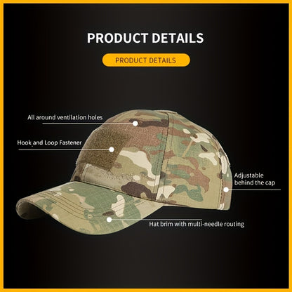 1pc Premium Military-Style Camouflage Hat - Windproof, Dustproof, Sunscreen Baseball Cap for Men - Outdoor Training, Hunting, and Tactical Activities