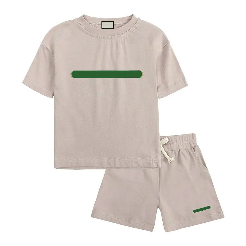 Kids Clothing Sets Boys Girls Tracksuits Suit Letters Print 2pcs Designer T shirt short pants Suits Chidlren Casual Sport Clothes 90-160 2 Styles