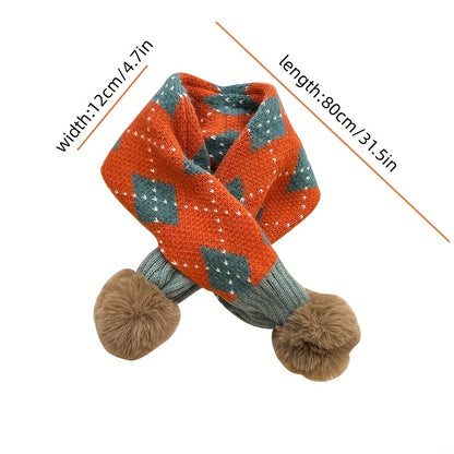 1pc Winter Christmas Tree Boys And Girls Knitted Jacquard Scarf, Wool Thread Cross Hanging Wool Neck Warmer