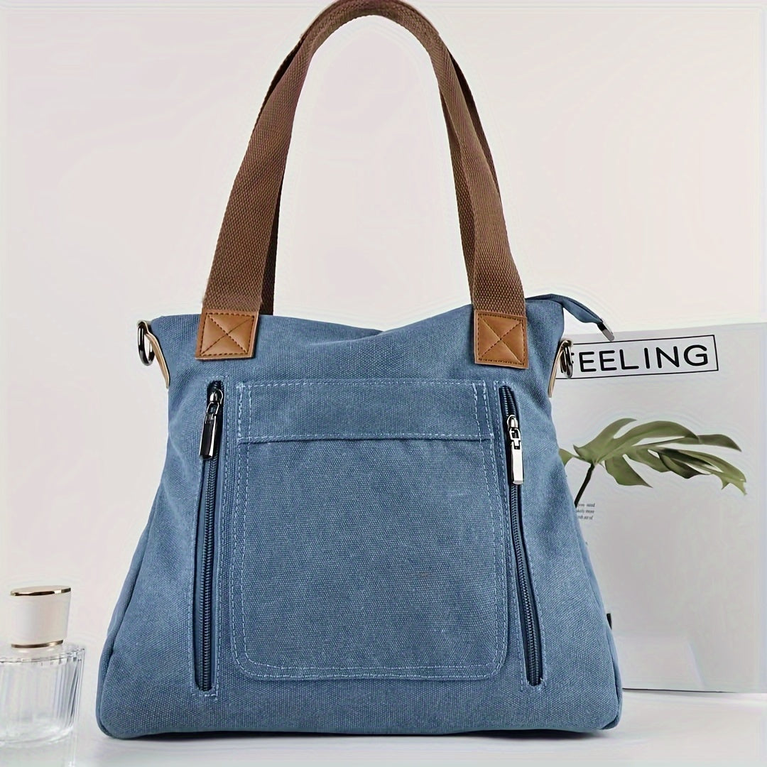 Spacious Canvas Tote Bag - Sturdy & Lightweight for Everyday Use - Versatile Crossbody Style