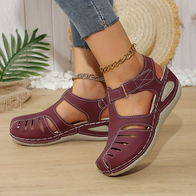 Womens Fashionable Wedge Heeled Sandals - Stylish Cutout Design, Platform Comfort - Perfect Summer Footwear for Trendsetters