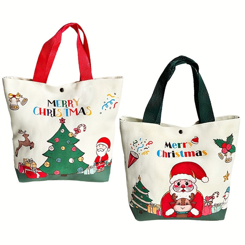 Festive Christmas Handheld Cloth Bag: Cartoon Santa Claus, Xmas Tree, Gift Bag - Merry Christmas Decor - Noel, Natal, Navidad, Happy New Year 2025 - 26Cm/10.2Inch, 8Cm/3.1Inch