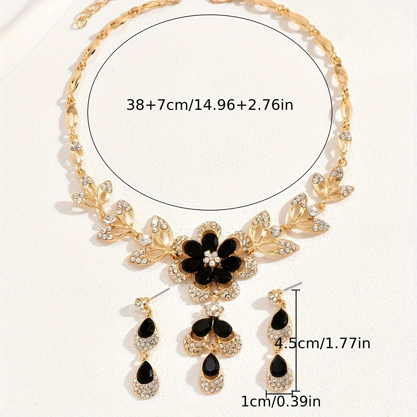 1 Pair Dangle Earrings + 1 Pc Necklace - Exquisite Zircon Inlaid, 14K Gold Plated, Copper Boho Elegant Jewelry Set for Women, Perfect for Party, Wedding Occasions, All Season Wear