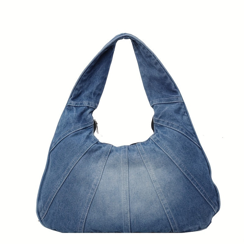 Trendy Denim Shoulder Bag - Stylish, Durable, and Spacious Underarm Bag for Women, Perfect for Daily Use and Shopping, with Timeless Classic Niche Design and Versatile All-Match Style