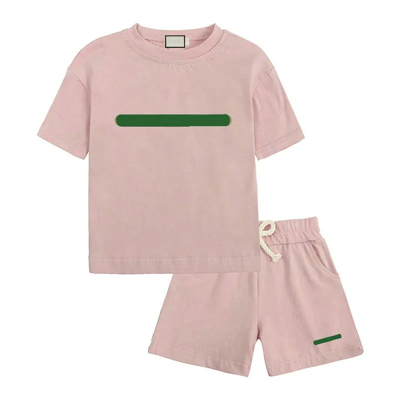 Kids Clothing Sets Boys Girls Tracksuits Suit Letters Print 2pcs Designer T shirt short pants Suits Chidlren Casual Sport Clothes 90-160 2 Styles