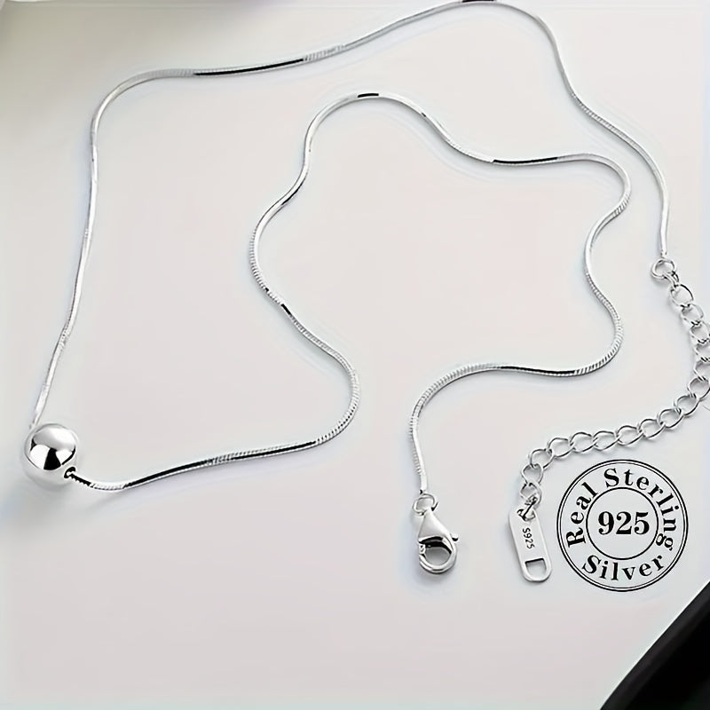 925 Sterling Silver Snake Bone Chain Small Ball Necklace - Perfect Anniversary Gift for Wife with Exquisite Gift Box