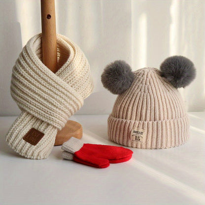 Autumn And Winter Baby Hat Scarf Set, Cute Children's Hat Scarf, Boys And Girls Baby Knitted Hat