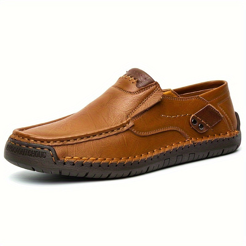 Large-size Men's Premium Two-layer Cowhide Business Casual Loafers - Breathable, Wear-resistant, Non-slip, and Slip-on Design - Perfect for Outdoor Walking, Driving, and Formal Occasions