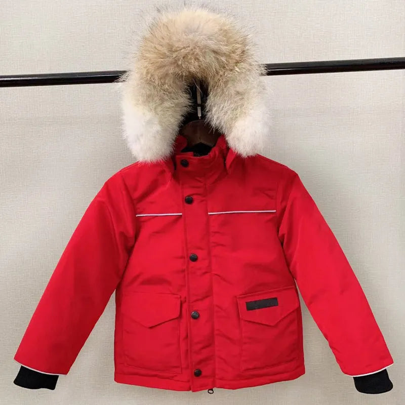 Kids Designer Down Coat Winter Jacket Boy Girl Baby Outerwear Jackets with Badge Thick Warm Outwear Coats Children Parkas Fashion Classic Parkas