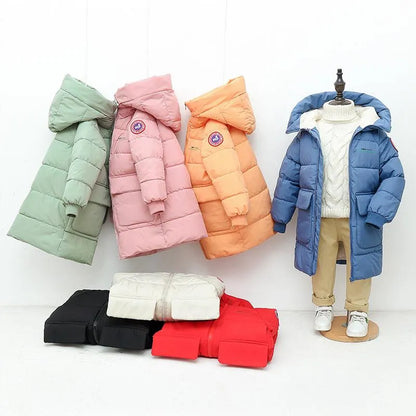 Down Coat Baby Boys Jackets Winter Coats Children Thick Long Kids Warm Outerwear Hooded For Girls Snowsuit Overcoat Clothes Solid Color