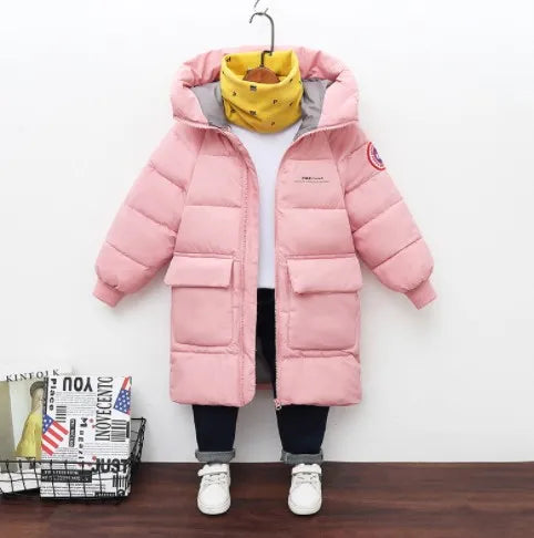 Down Coat Baby Boys Jackets Winter Coats Children Thick Long Kids Warm Outerwear Hooded For Girls Snowsuit Overcoat Clothes Solid Color