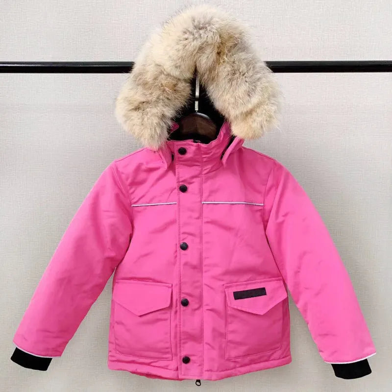 Kids Designer Down Coat Winter Jacket Boy Girl Baby Outerwear Jackets with Badge Thick Warm Outwear Coats Children Parkas Fashion Classic Parkas