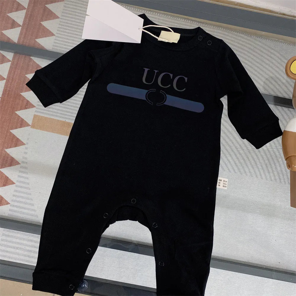 Newborn Baby Rompers Girls and Boy Long Sleeve Spring Cotton Clothes Brand Letter Print Infant Romper Children Ourfits