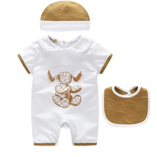 Retail Baby Romper Summer Baby Girl Clothes Cartoon Newborn Baby ClothesShort-sleeved Doll Collar Infant Jumpsuits Girl Clothing Set