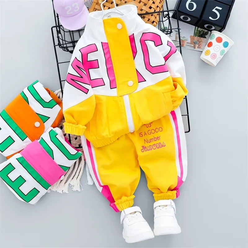 Autumn Kid Boy Girl Clothing New Casual Tracksuit Long Sleeve Letter Zipper Sets Infant Clothes Baby Pants 1 2 3 4.5. Years LJ201223