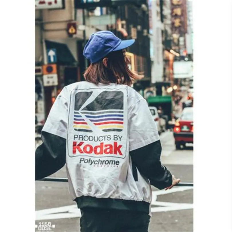 Japanese Hip Hop Style Bomber Jacket Haruku Pilot Street Printing Kodak Jackets Men Women Coat Brand Clothing Outerwear