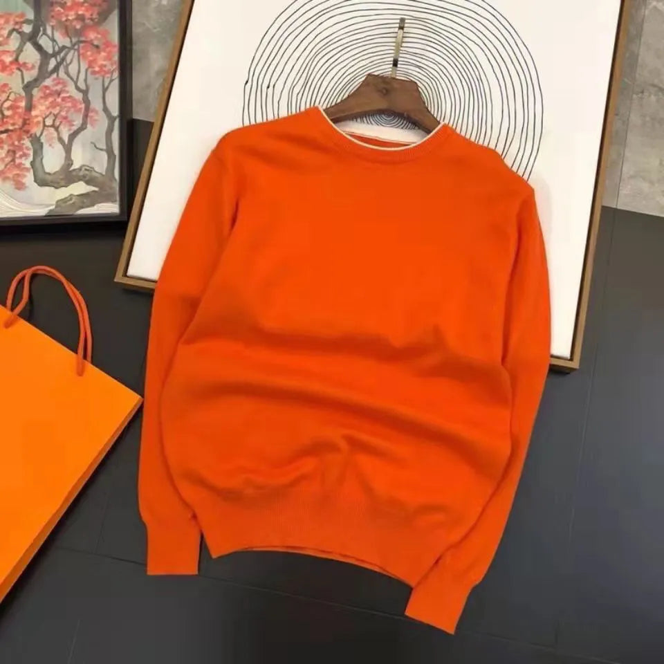 Unisex Sweaters Wool with Budge Letters Fashion Sweatshirts Knits Long Sleeevs Outwears Warm Tops Man Sweater Orange