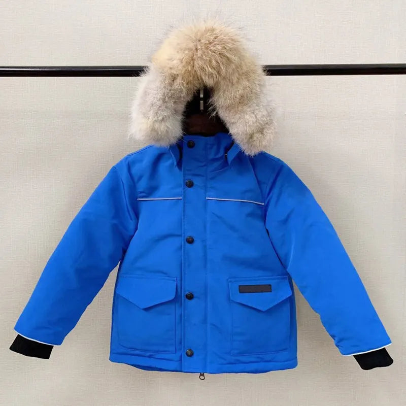 Kids Designer Down Coat Winter Jacket Boy Girl Baby Outerwear Jackets with Badge Thick Warm Outwear Coats Children Parkas Fashion Classic Parkas