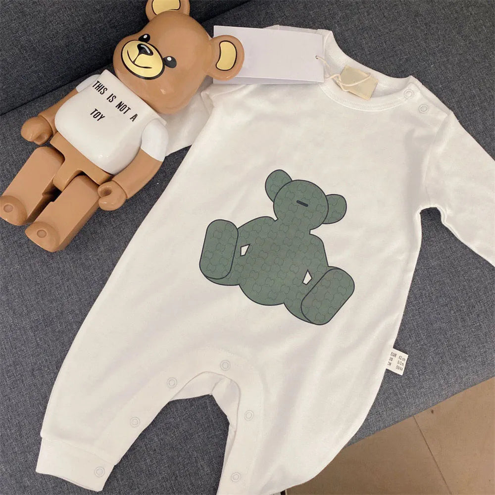 Newborn Baby Rompers Girls and Boy Long Sleeve Spring Cotton Clothes Brand Letter Print Infant Romper Children Ourfits