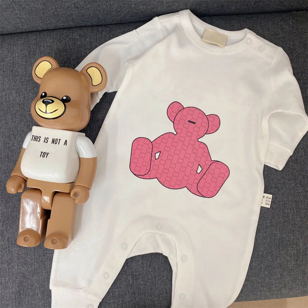 Newborn Baby Rompers Girls and Boy Long Sleeve Spring Cotton Clothes Brand Letter Print Infant Romper Children Ourfits