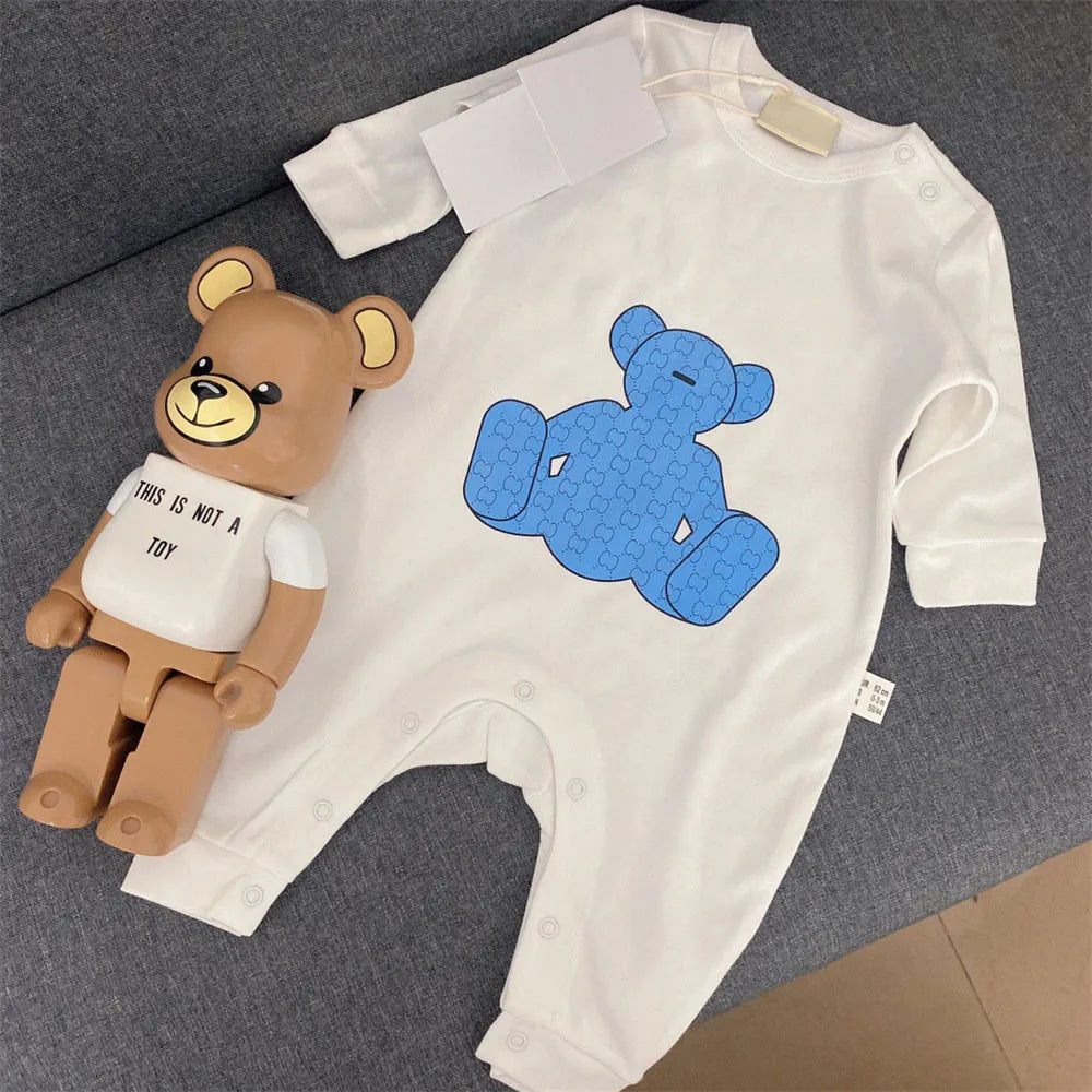 Newborn Baby Rompers Girls and Boy Long Sleeve Spring Cotton Clothes Brand Letter Print Infant Romper Children Ourfits