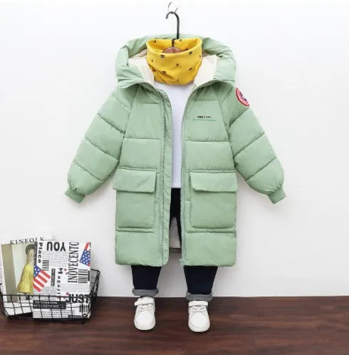 Down Coat Baby Boys Jackets Winter Coats Children Thick Long Kids Warm Outerwear Hooded For Girls Snowsuit Overcoat Clothes Solid Color